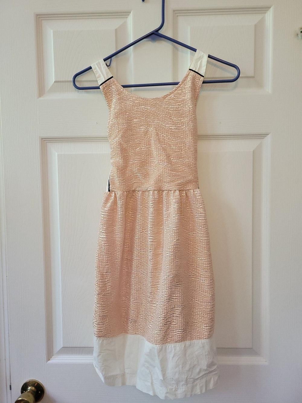 Girls Metallic Blush Dress with White Hem